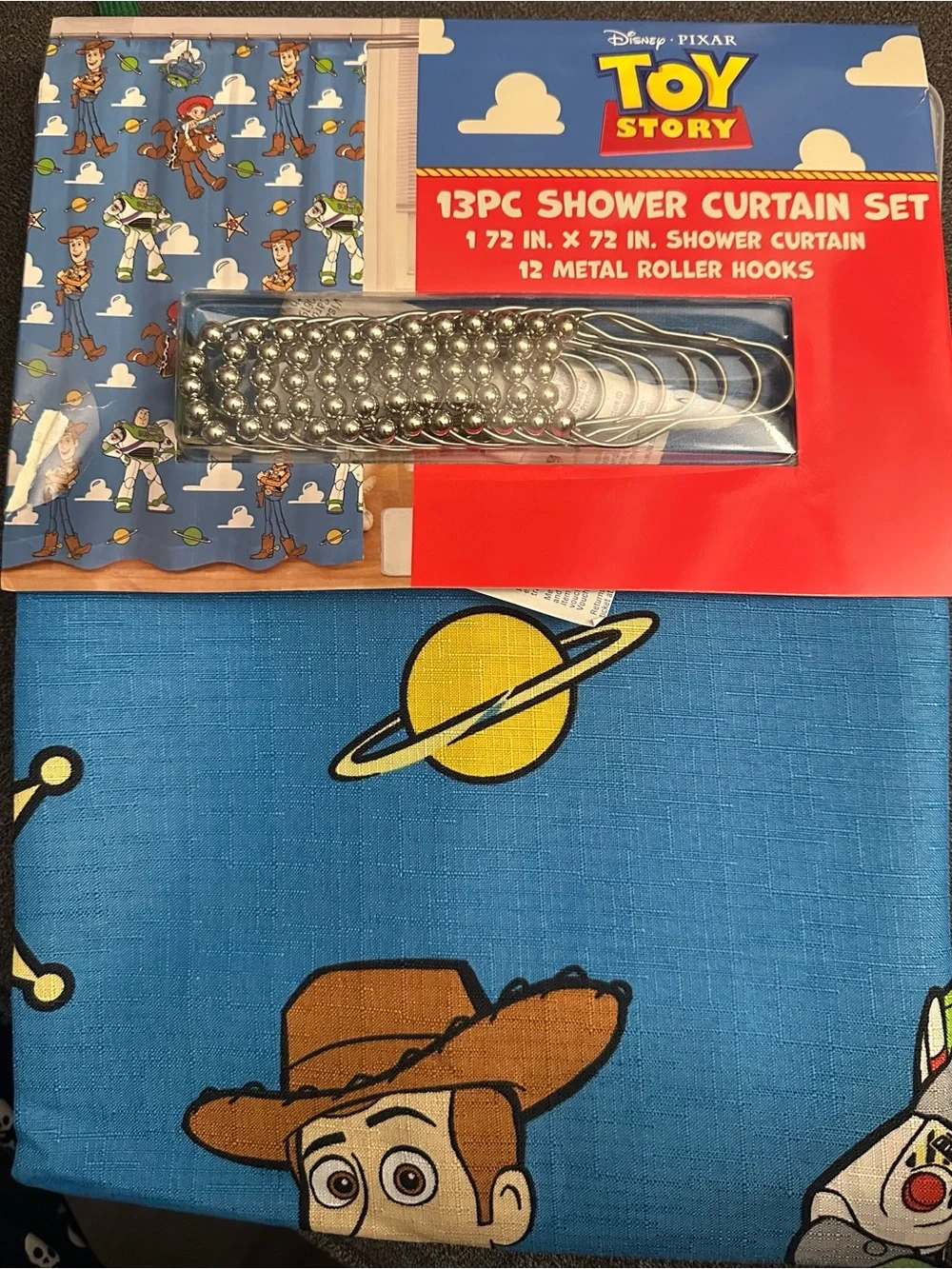 Disney Pixar Toy Story Blue Shower Curtain Set